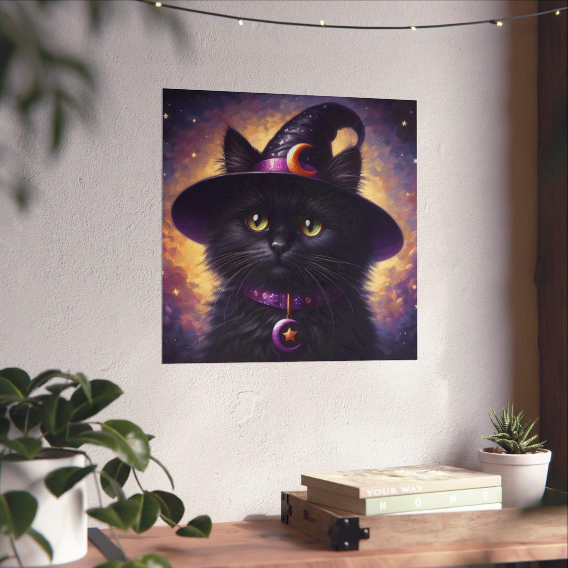Adorable Black Cat in a Purple Witch Hat Halloween Kitten Poster - Image 4