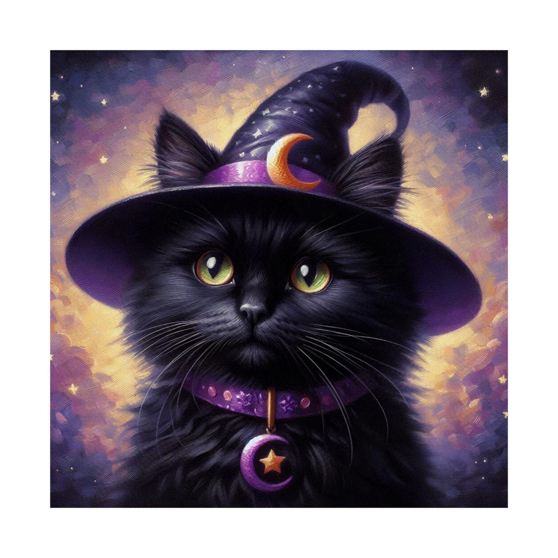 Adorable Black Cat in a Purple Witch Hat Halloween Kitten Poster - Image 6