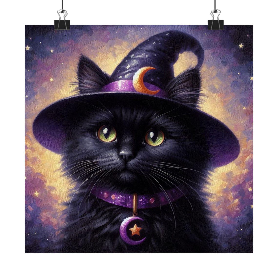 Adorable Black Cat in a Purple Witch Hat Halloween Kitten Poster - Image 7