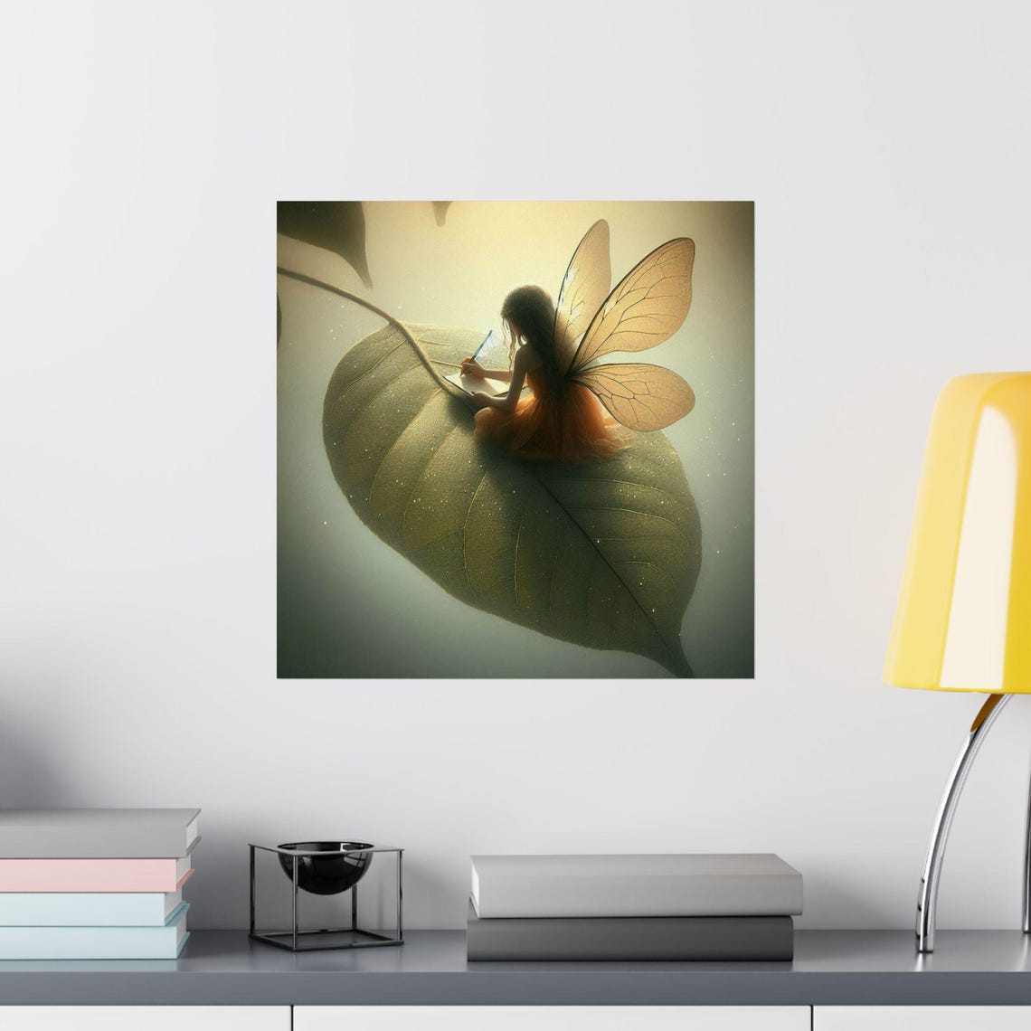 Tiny Fairy Writing in a Journal While Sitting on a Giant Leaf Poster - Image 2