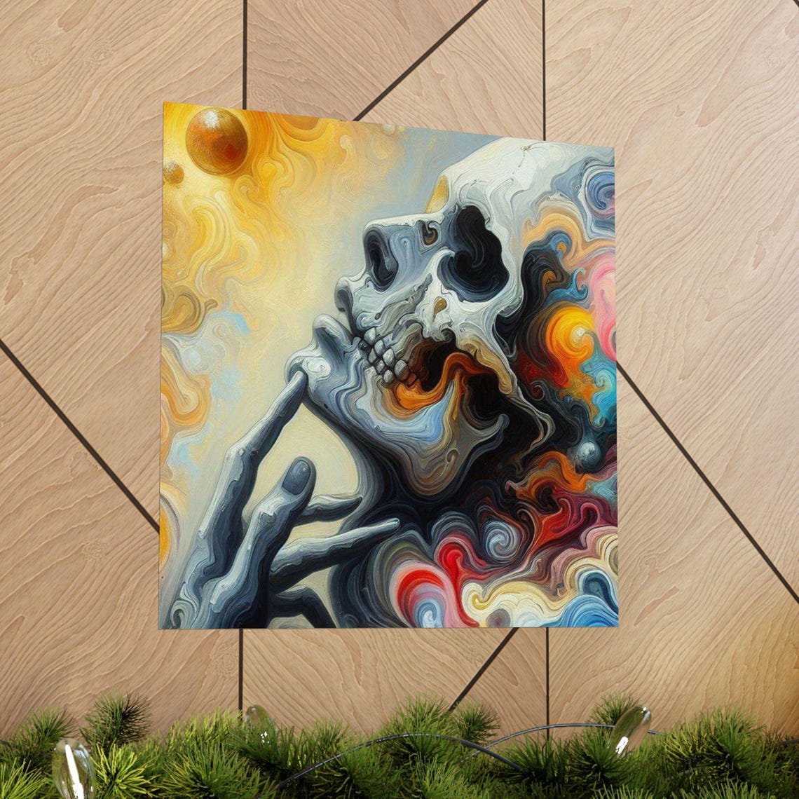 Thought Provoking Skull Art Poster Bohemian Wall Decor Psychedelic Print Artistic Home Decor Unique Gift For Art Lovers Day Of The Dead - Image 3