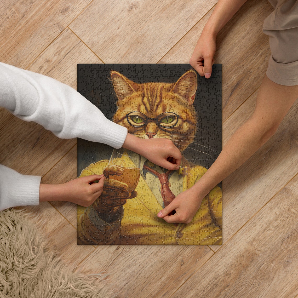 Dapper Gentleman Cat With Whiskey Jigsaw Puzzle Style Poster - Image 2