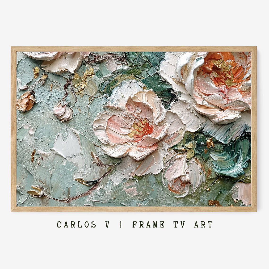 White Impasto Flowers Thick Textured Petals Masterpiece Poster