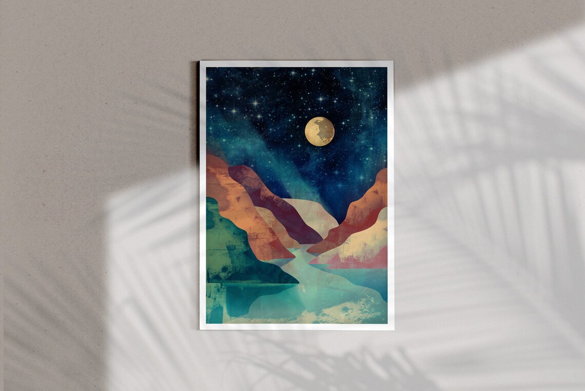 River Canyon Landscape Art Print, Nature Scene - Image 2