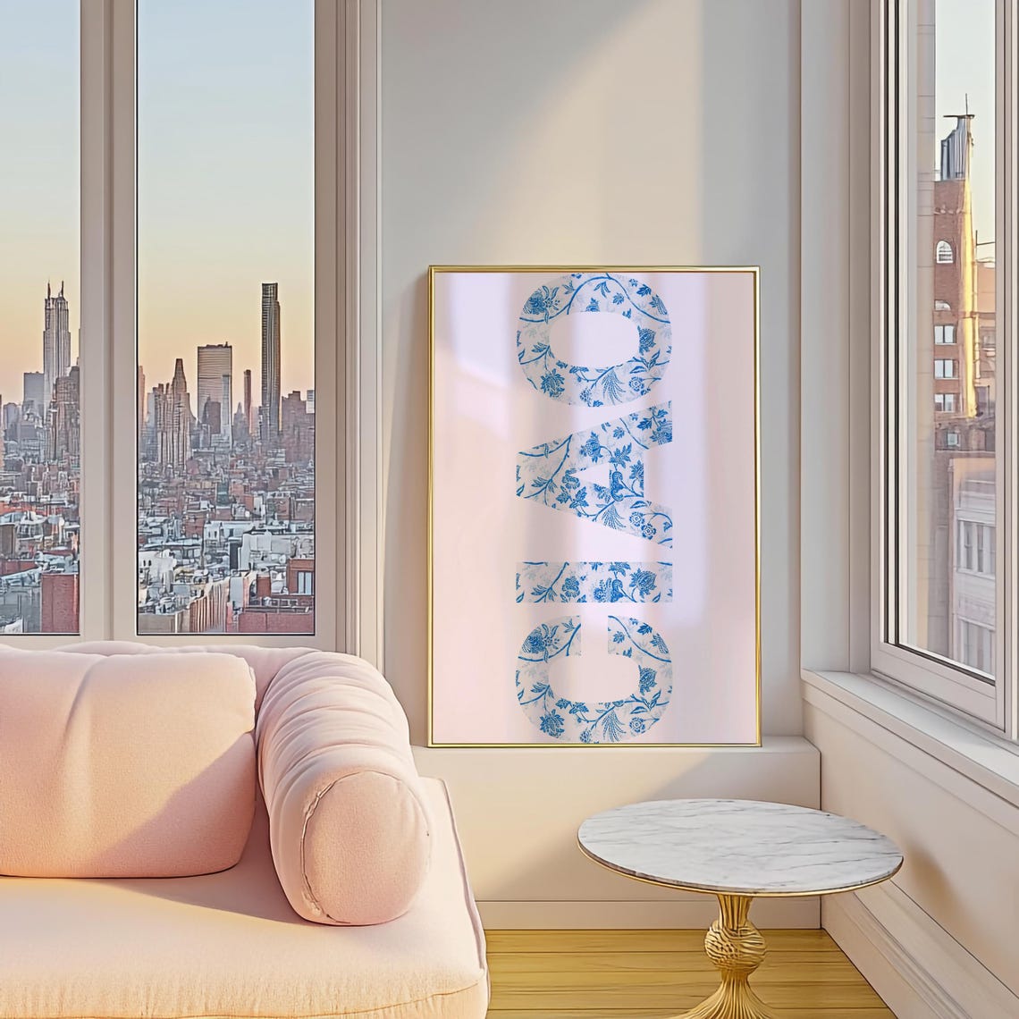 Ciao Blue Porcelain Floral Italian Lettering Typography Wall Art - Image 2