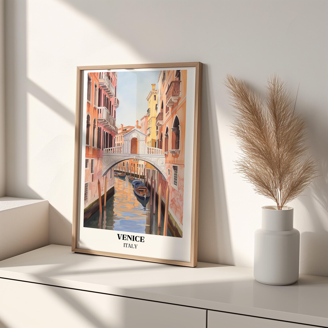 Venice Italy Bridge of Sighs Canal Gondolas Watercolor Poster - Image 4