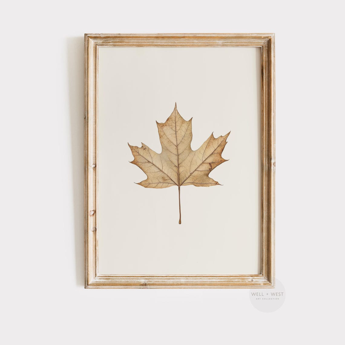 Dried Maple Leaf Vintage Botanical Pressed Fall Wall Art Print