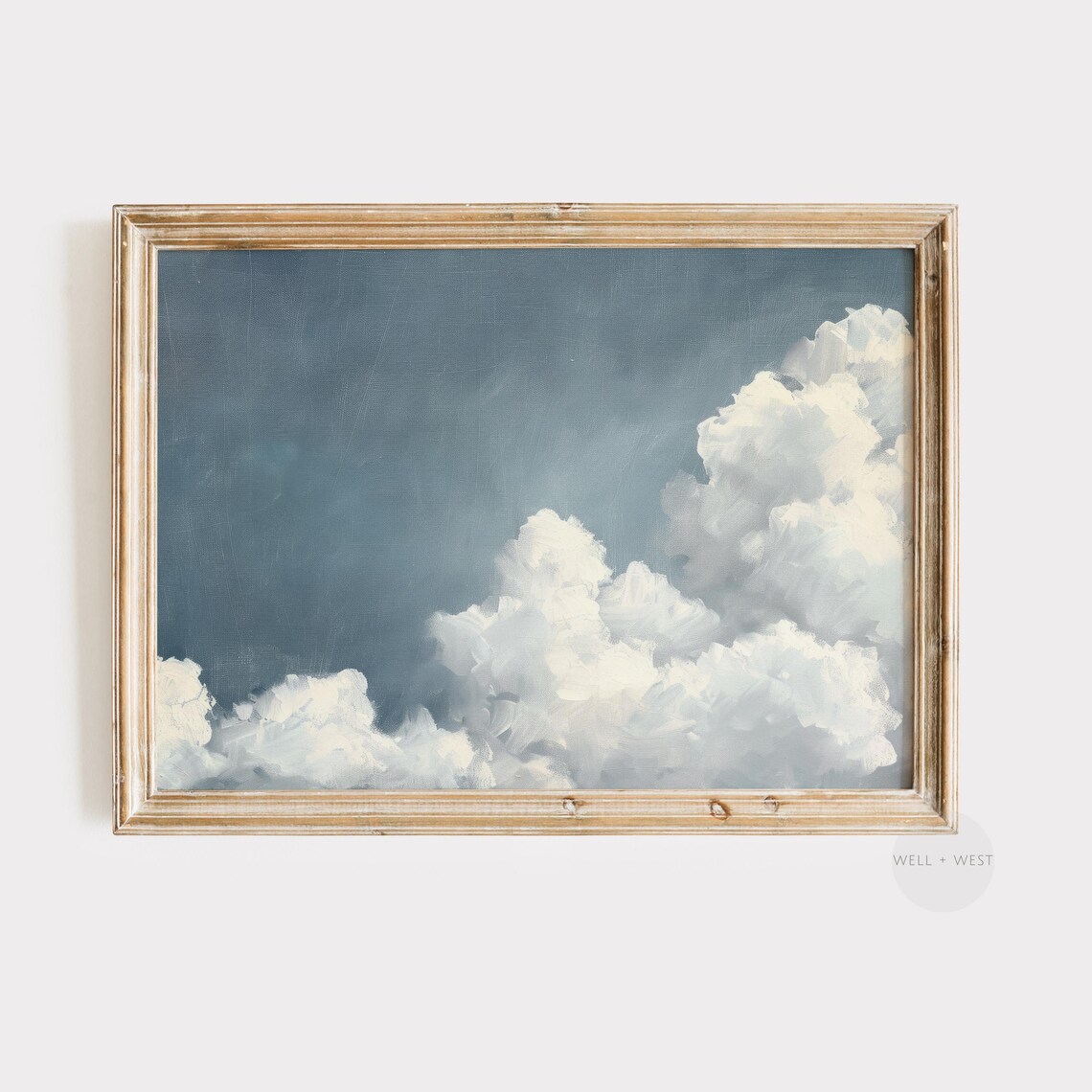Cloud Print Blue Sky Oil Painting Vintage Landscape Art Print