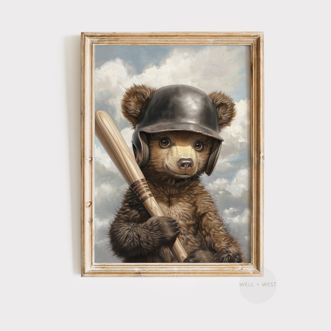 Baseball Bear Print, Vintage Nursery Decor