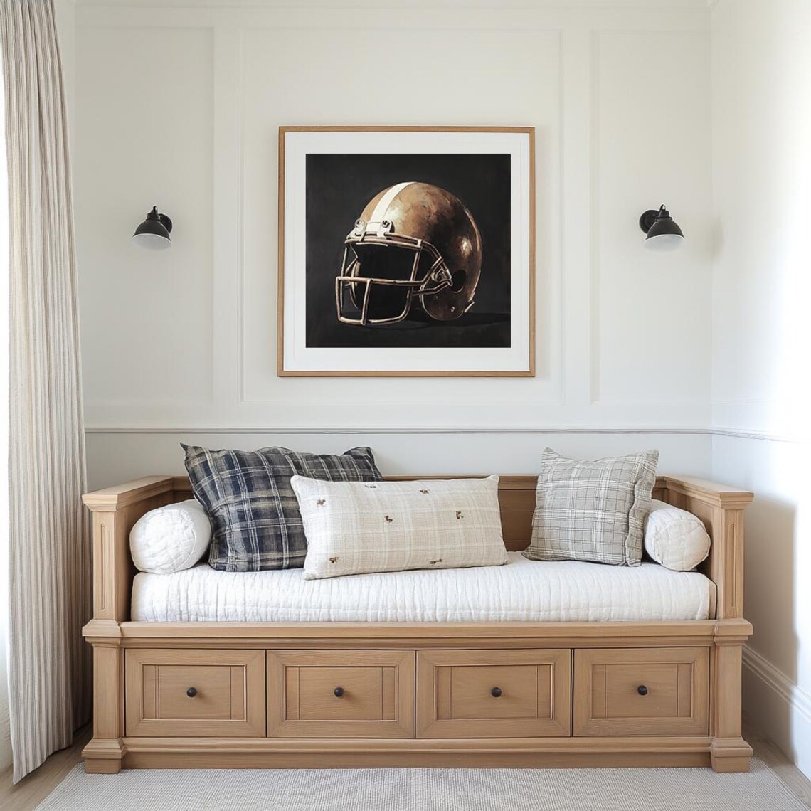 Football Helmet Vintage Style Sports Art Print - Image 3