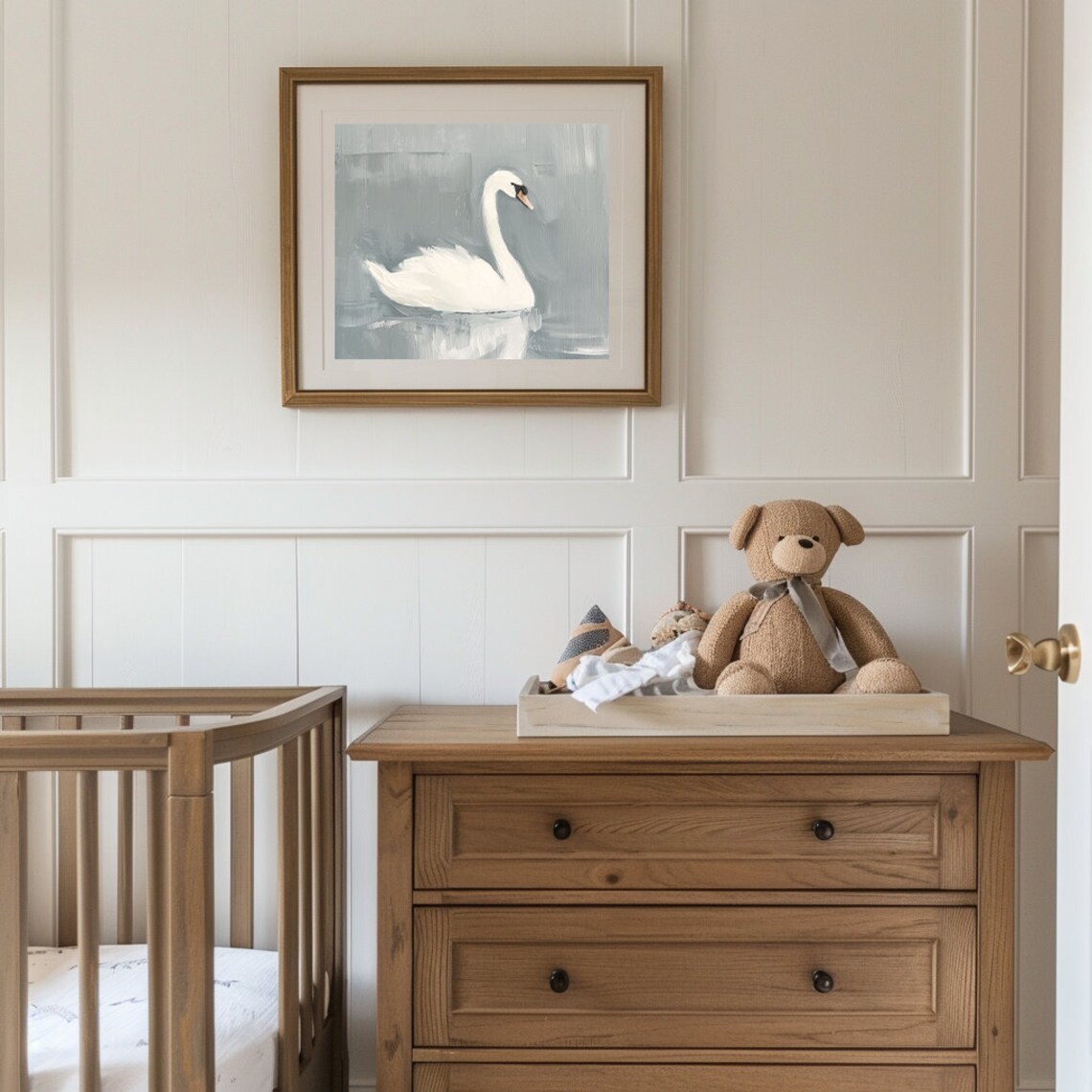 White Swan Art Print, Rustic Vintage Farmhouse - Image 2