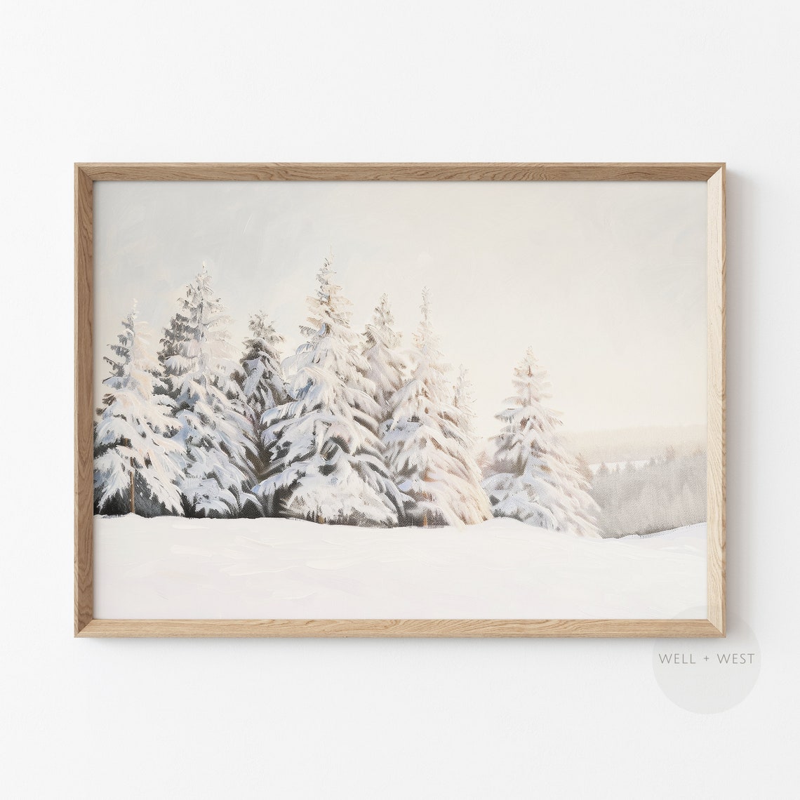Snowy Pine Forest Winter Landscape Vintage Christmas Wall Art Poster - Image 2
