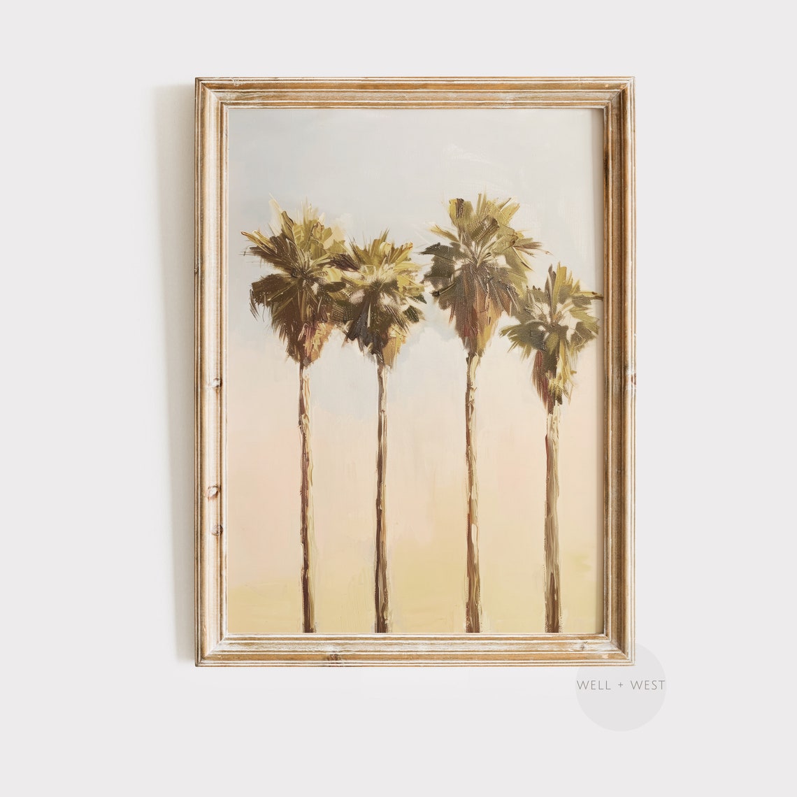 Palm Trees Sunset Pastel Tropical Coastal Vintage Travel Poster