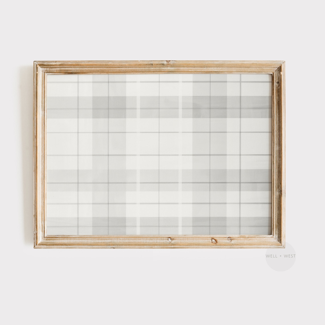 Gray Plaid Check Neutral Vintage Nursery Farmhouse Pattern Poster