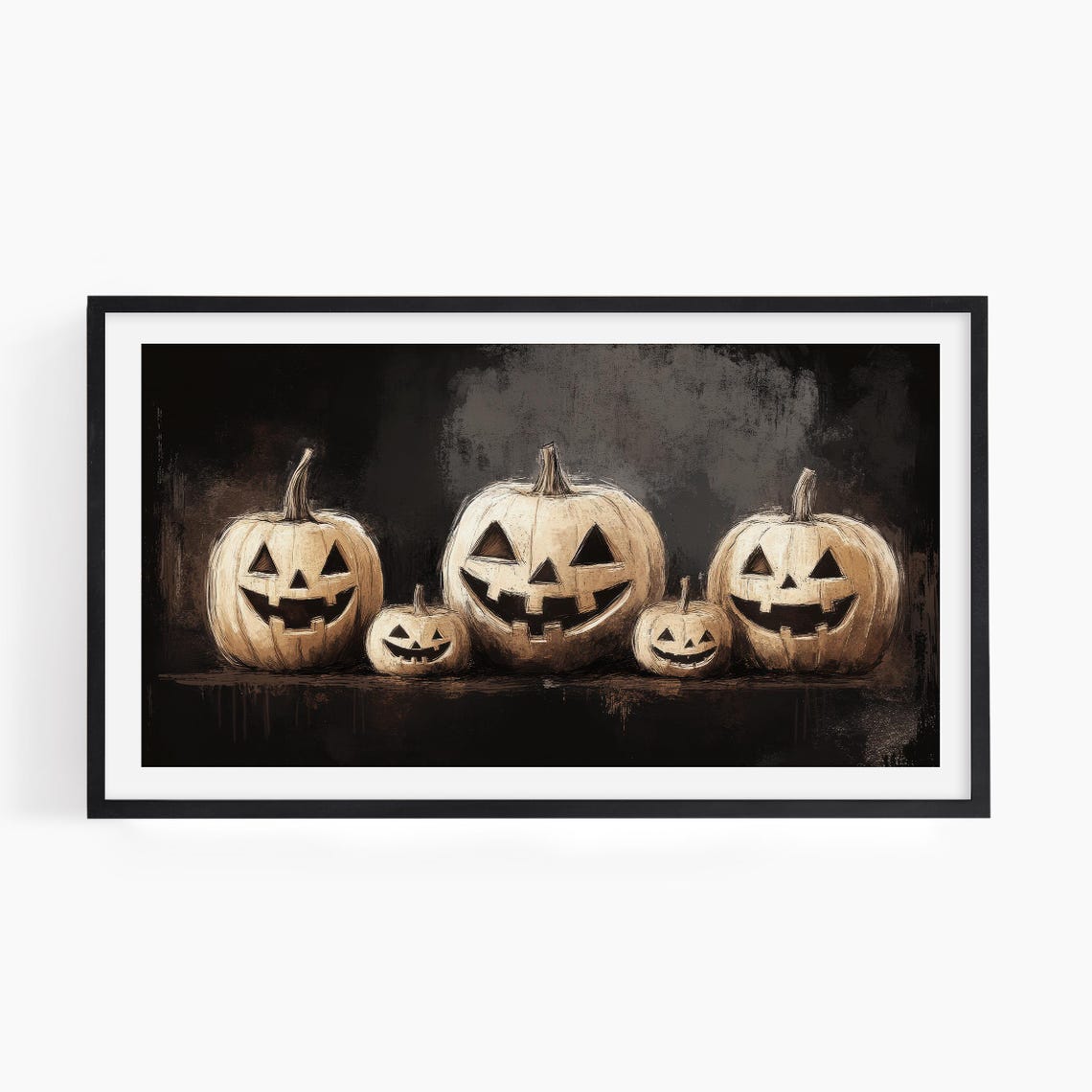Vintage Jack O Lanterns Sketch Dark Halloween Night Art Print - Image 4
