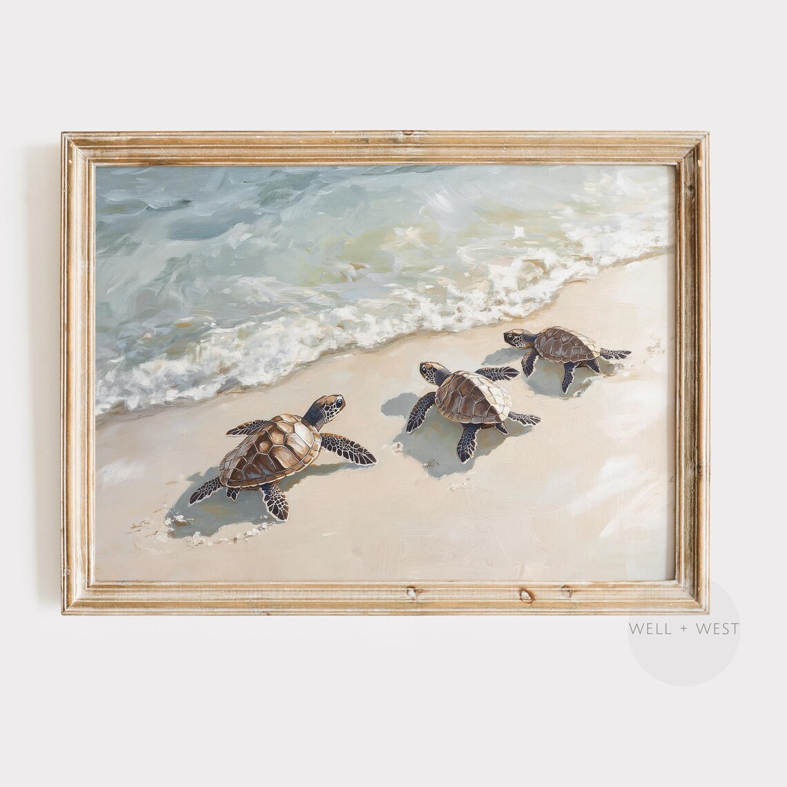 Sea Turtle Print, Vintage Coastal Beach Decor