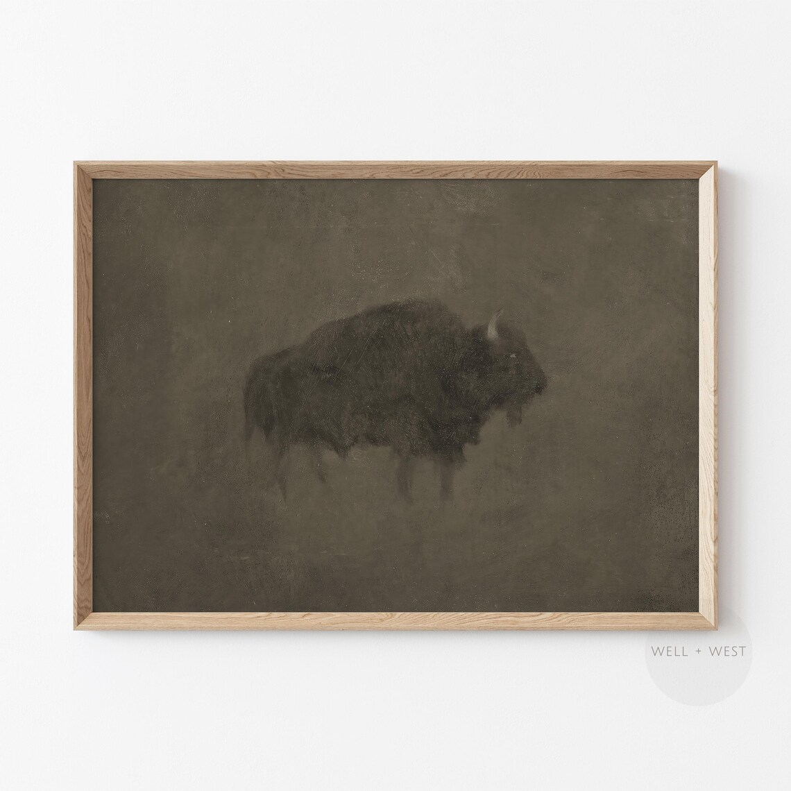 American Bison Emerging from the Dark Western Vintage Buffalo Painting Wall Poster - Image 2