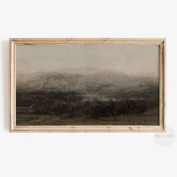 Moody Mountain Landscape Vintage Art Print