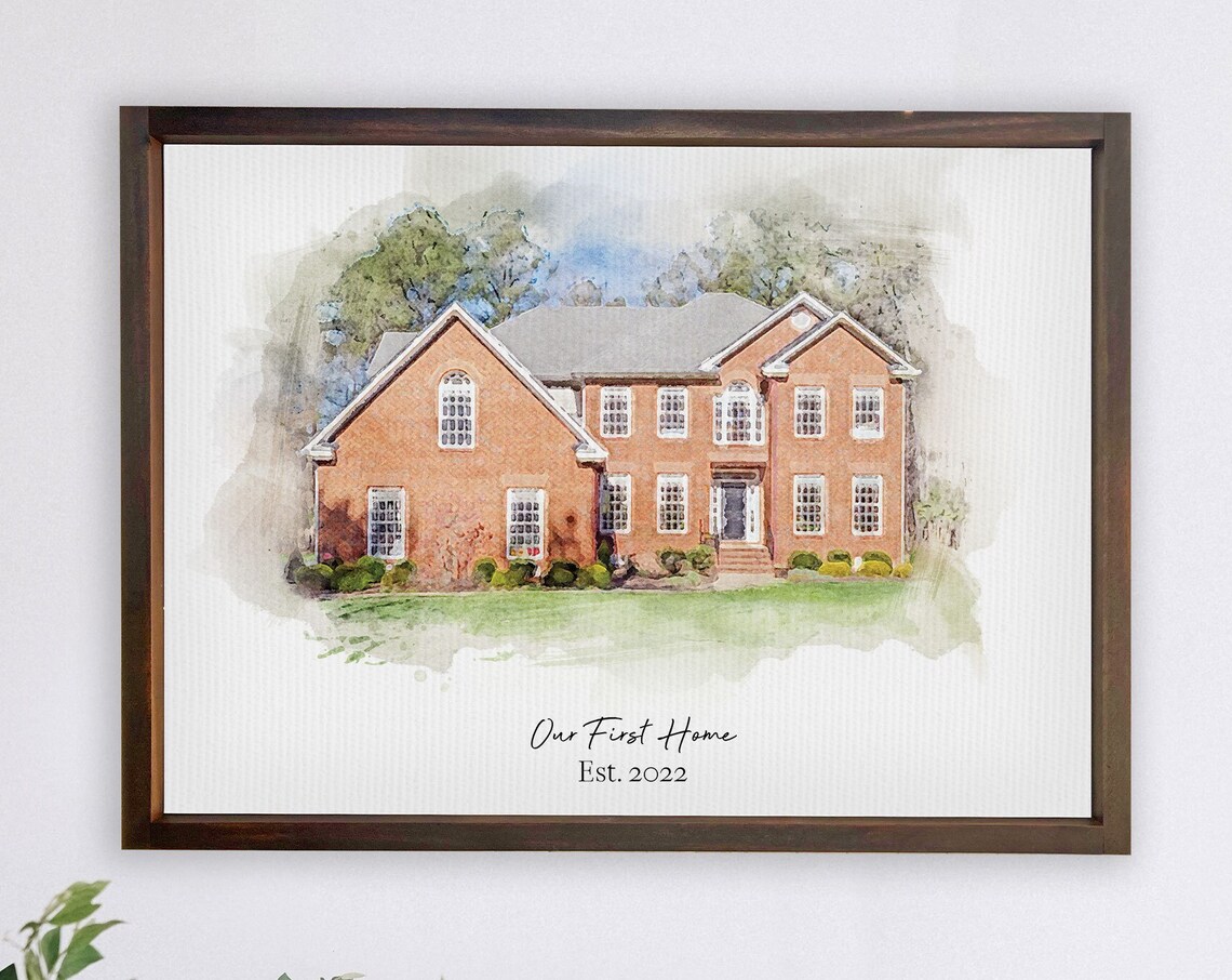 Custom Watercolor Home Portrait, Housewarming Art Print