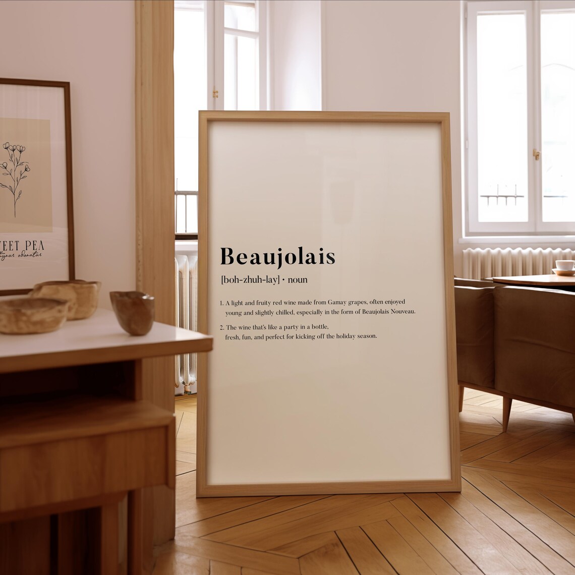 Beaujolais Definition Print, Elegant Wine Poster