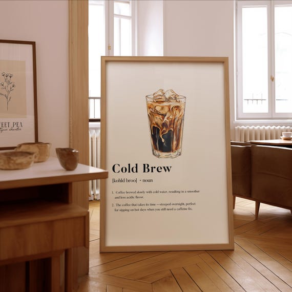 Cold Brew Definition Print Specialty Coffee Wall Art Framed Or Unframed Poster Gift For Baristas Lovers