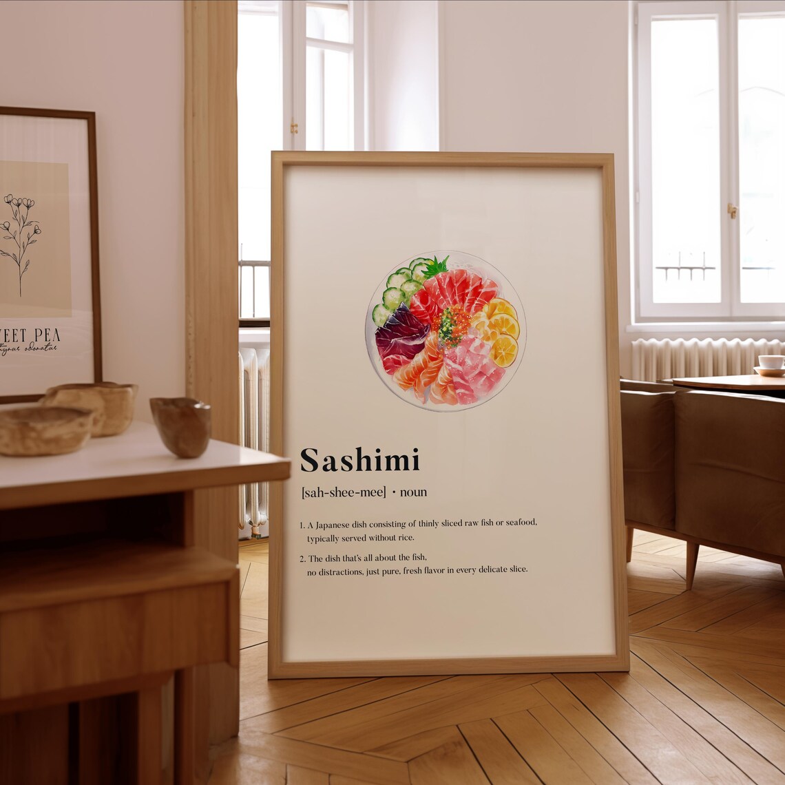 Sashimi Definition Poster Print, Gourmet Kitchen Wall Art