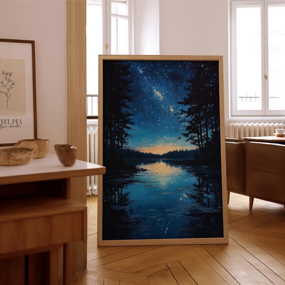 Impressionist Night Sky Wall Art Vintage Oil Painting Print Framed Or Unframed Poster Timeless Home Office Dcor