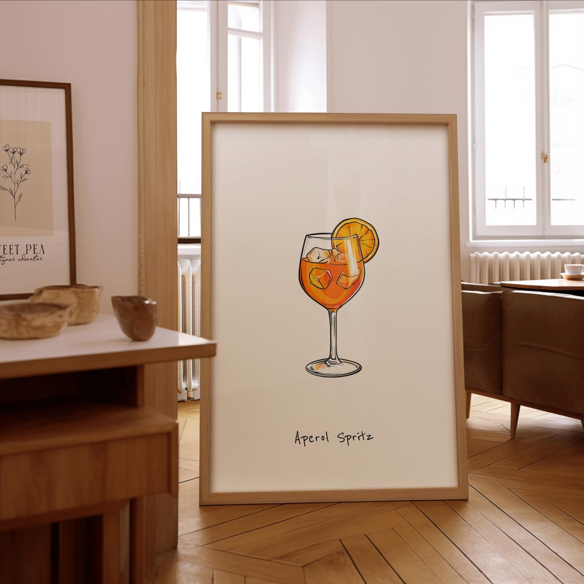 Aperol Spritz Cocktail Illustration Stylish Bar Decor Poster