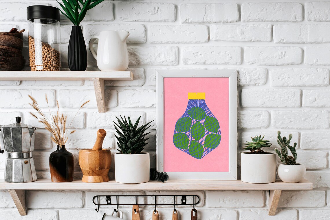 Limes Colorful Fruit Drawing, Illustrated Art Print - Image 2