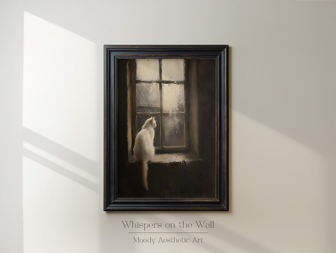 Cat Art Print, Moody Gothic Dark Academia Decor - Image 3