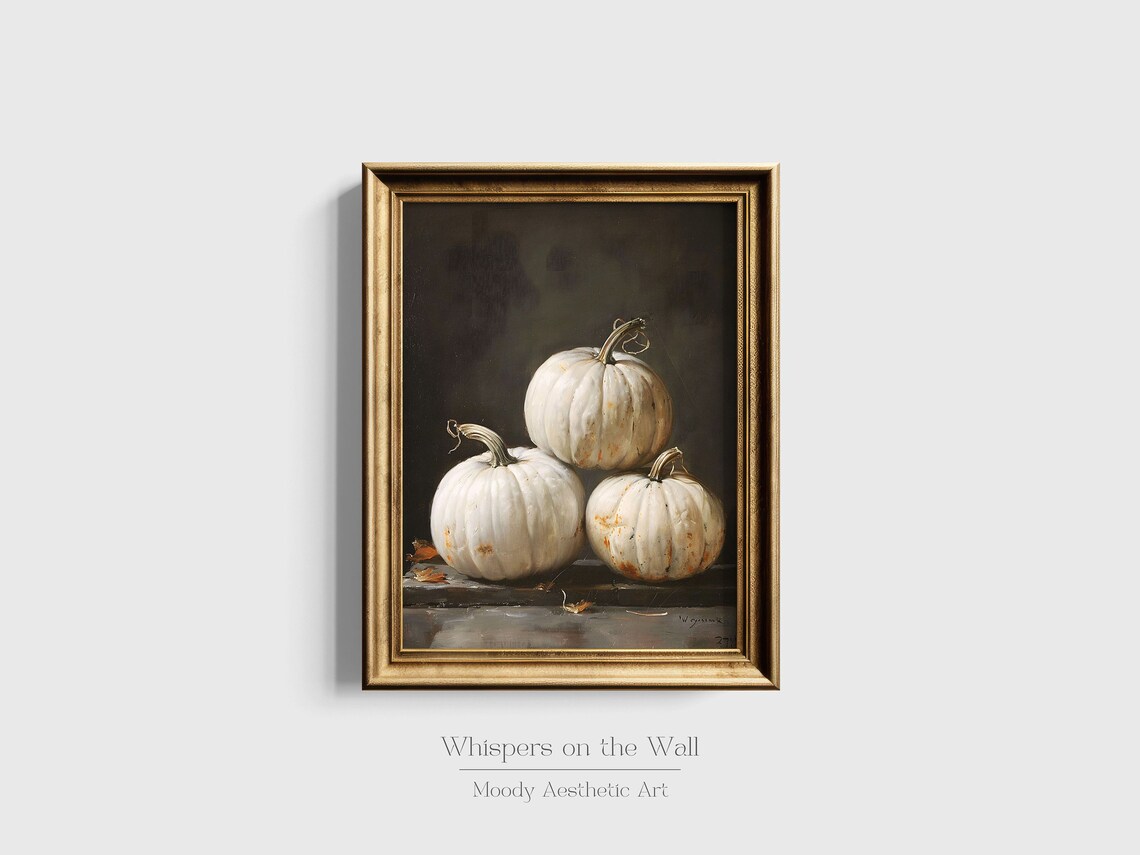 Pumpkin Wall Art, Neutral Autumn Oil Painting - Image 2