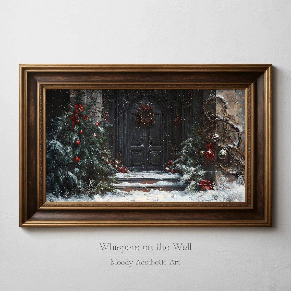 Collegiate Gothic Christmas Art Print, Moody Holiday Decor - Image 2