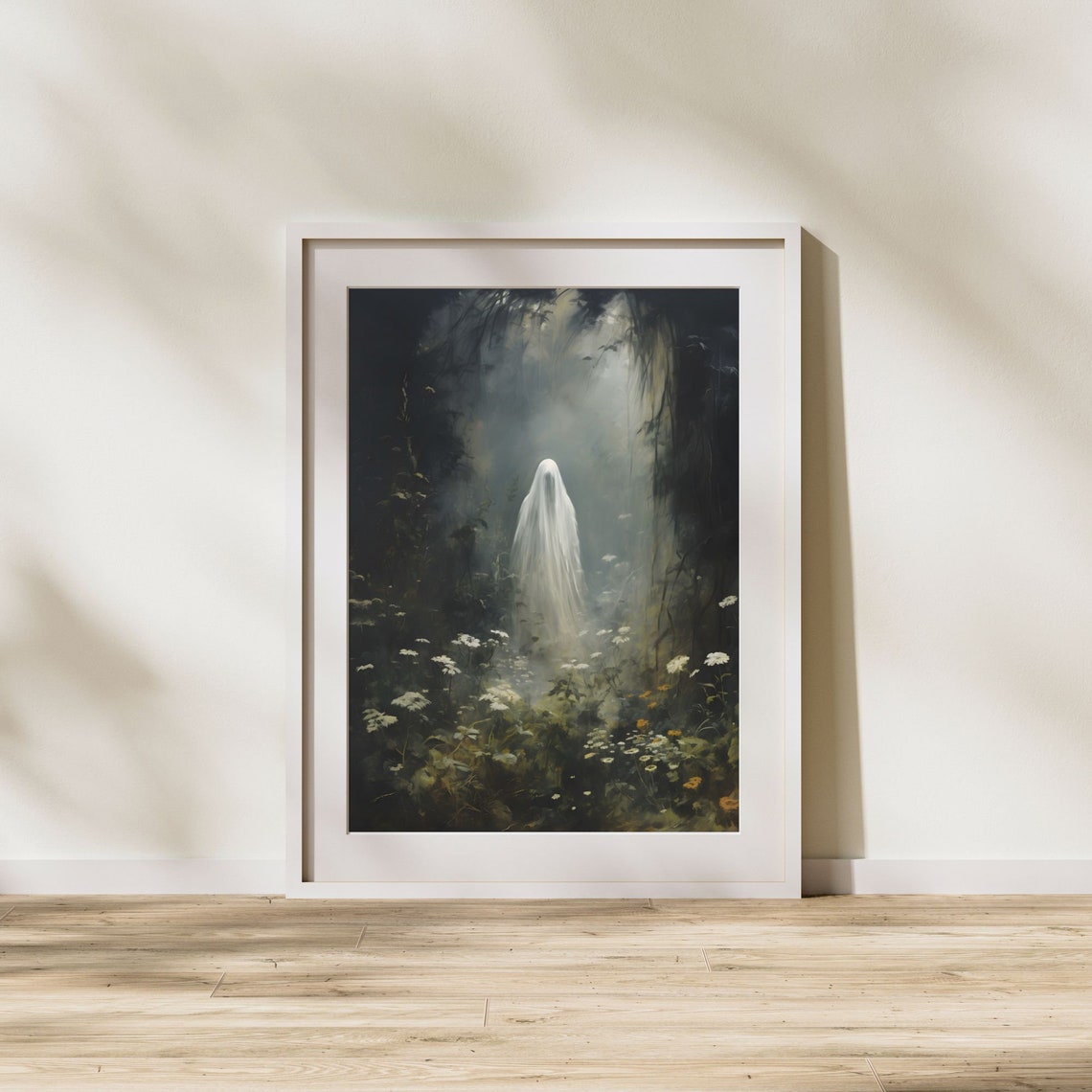 Spooky Sheet Ghost Misty Forest Dark Moody Halloween Wall Poster - Image 5