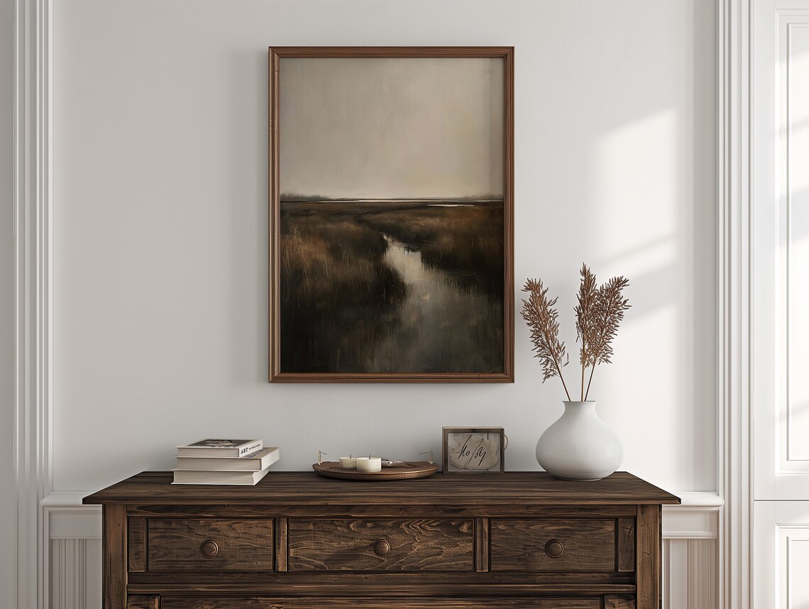 Marsh Landscape Painting, Moody Dark Academia Art Print - Image 6