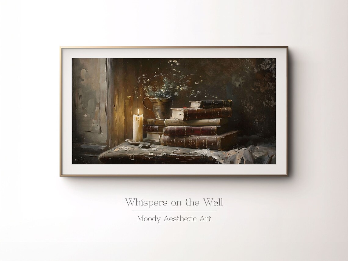 Dark Academia Book Pile Gothic Decor Art Print - Image 4