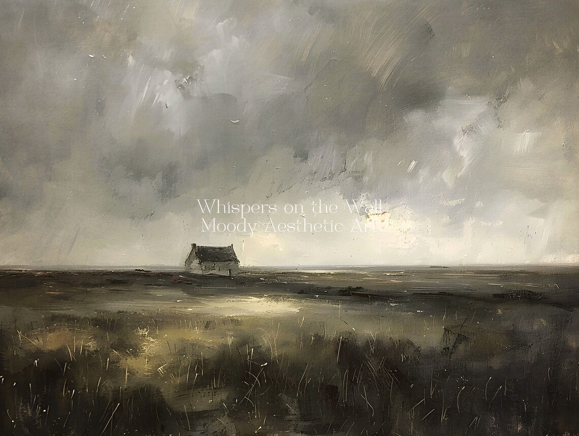 Cottage Landscape Painting Moody Wall Art Dark Academia Decor Living Room Art Nature Wall Art Dark Art Print Vintage Art - Image 5