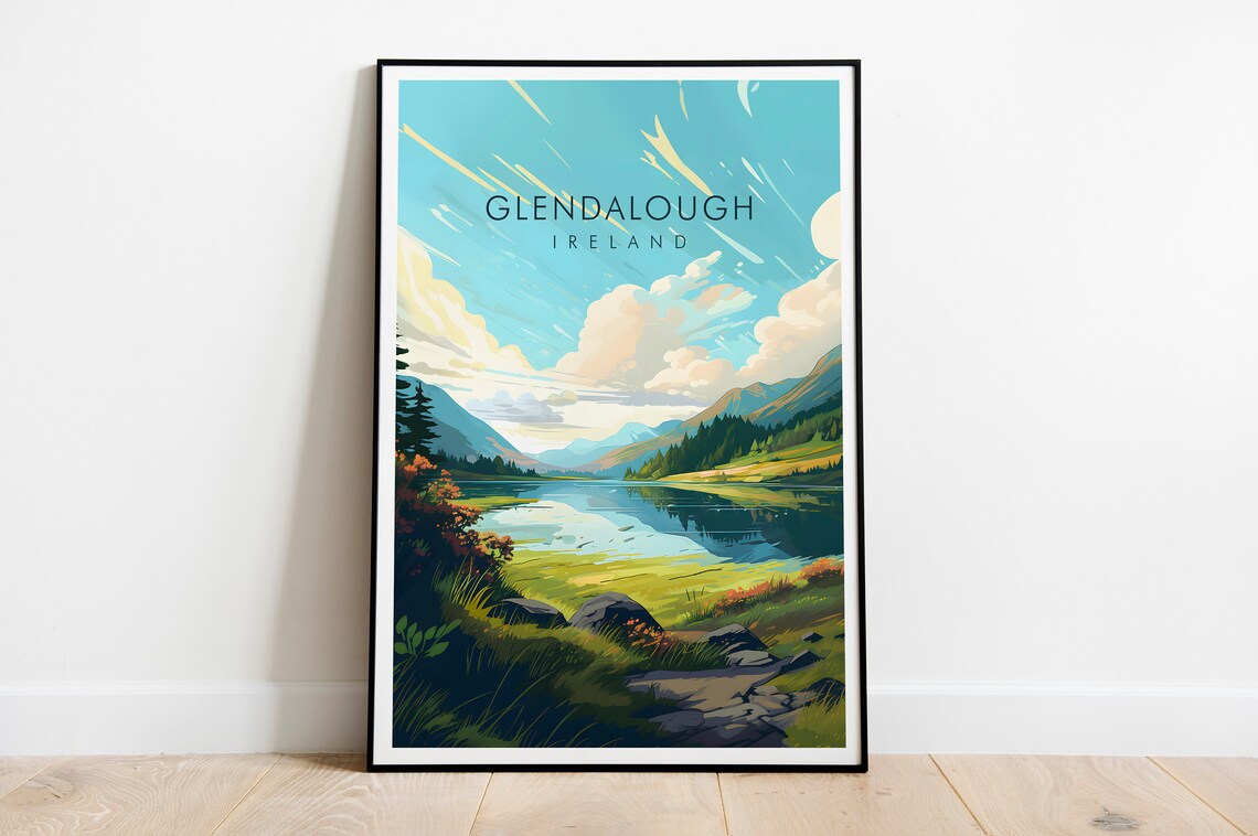 Glendalough Ireland Travel Poster, Historic Monastic Site - Image 2