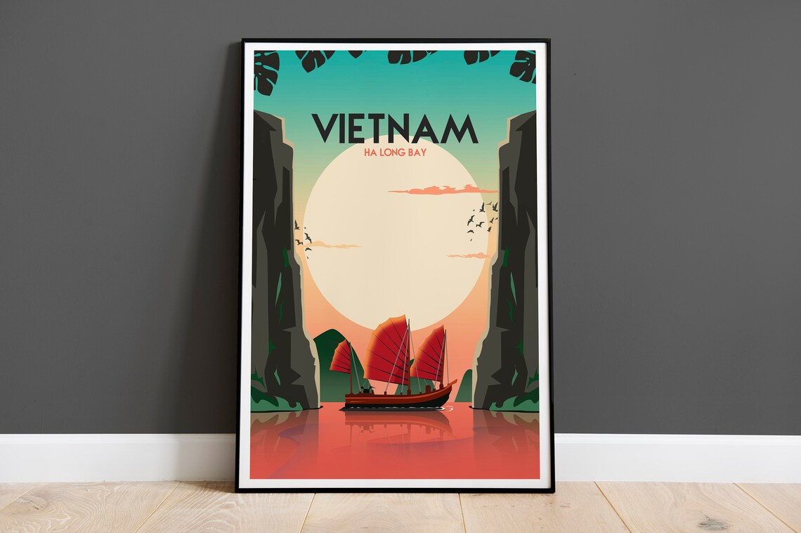 Vietnam Ha Long Bay Travel Poster, Asia Print