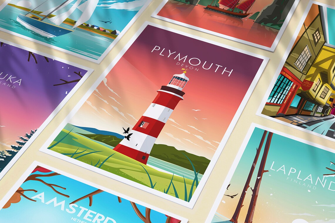 Plymouth Smeaton's Tower Travel Poster - Image 3