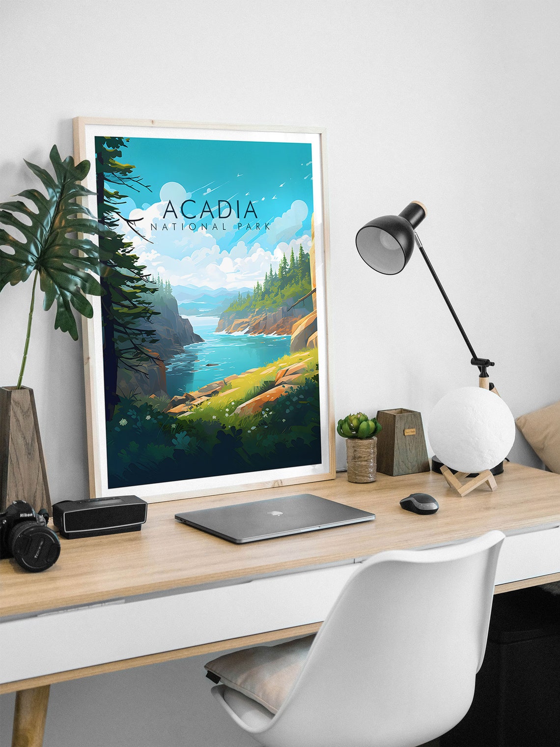 Acadia National Park Maine Blue Ocean Cliff Coast Travel Poster - Image 2