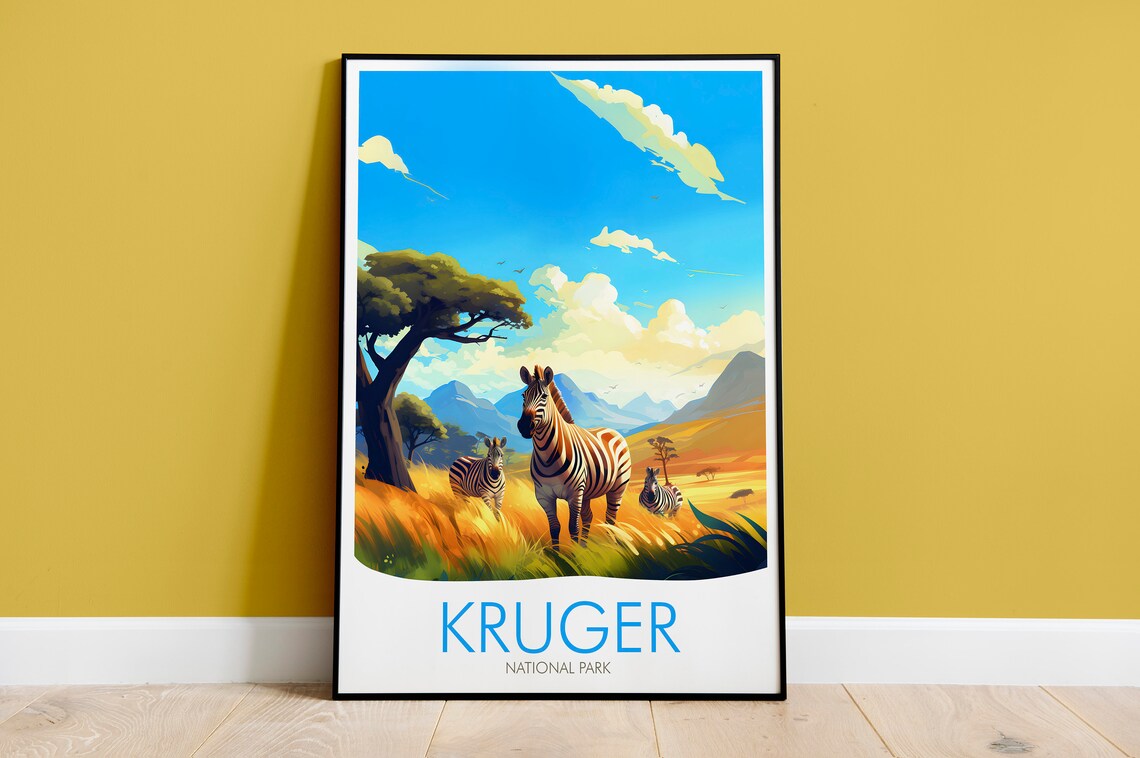 Kruger National Park South Africa Zebra Safari Savanna Poster
