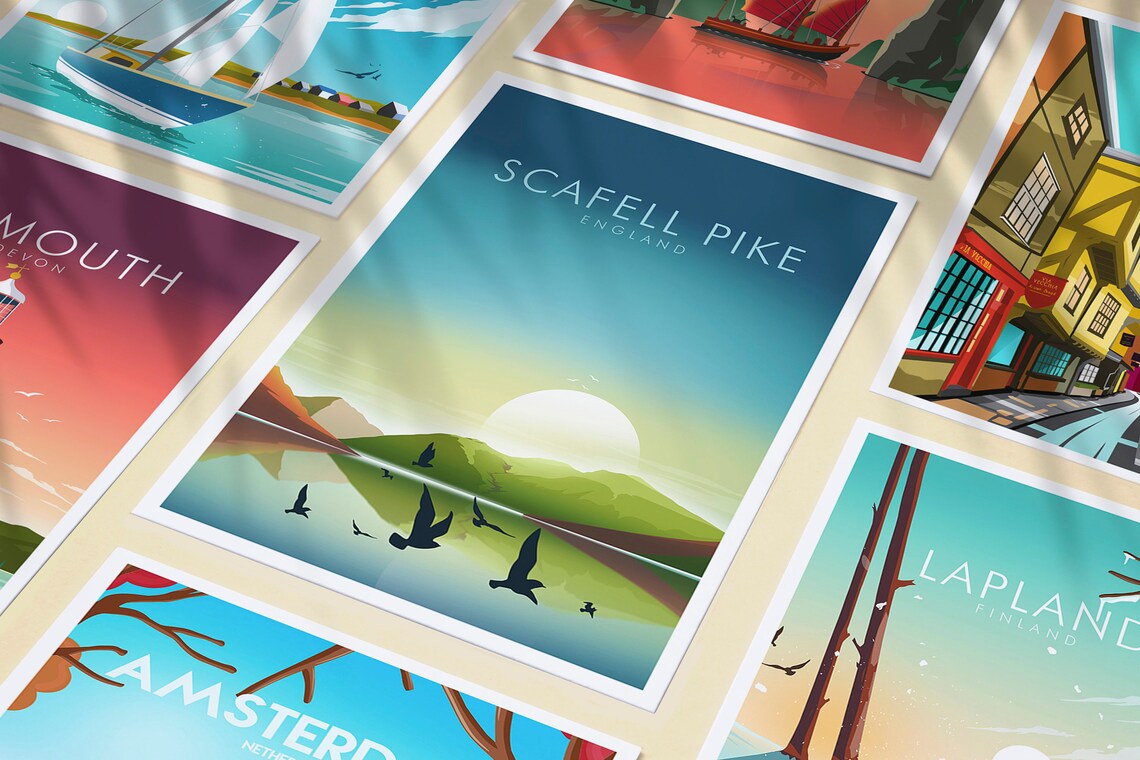 Scafell Pike England Travel Poster, Mountain View - Image 3