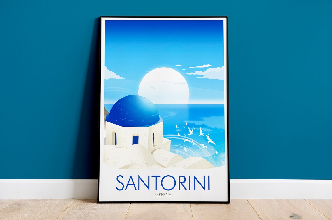Santorini Travel Poster, Visit Santorini