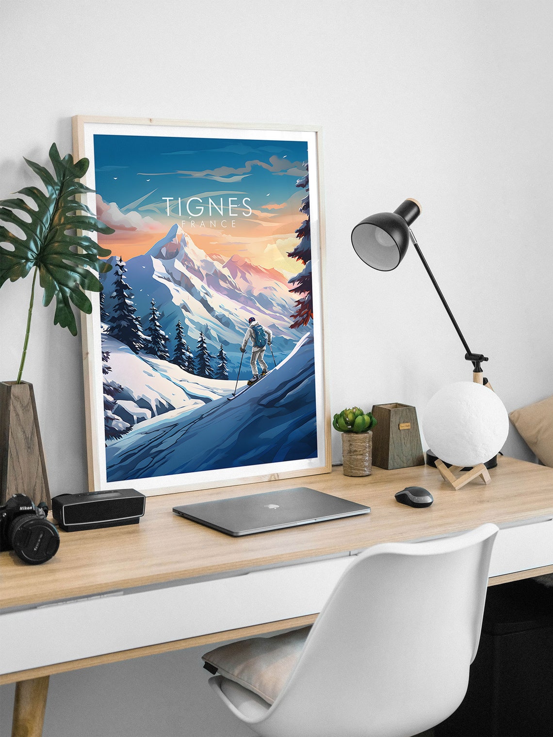 Tignes France Ski Resort Powder Slopes Sunset Mountain Travel Poster - Image 2