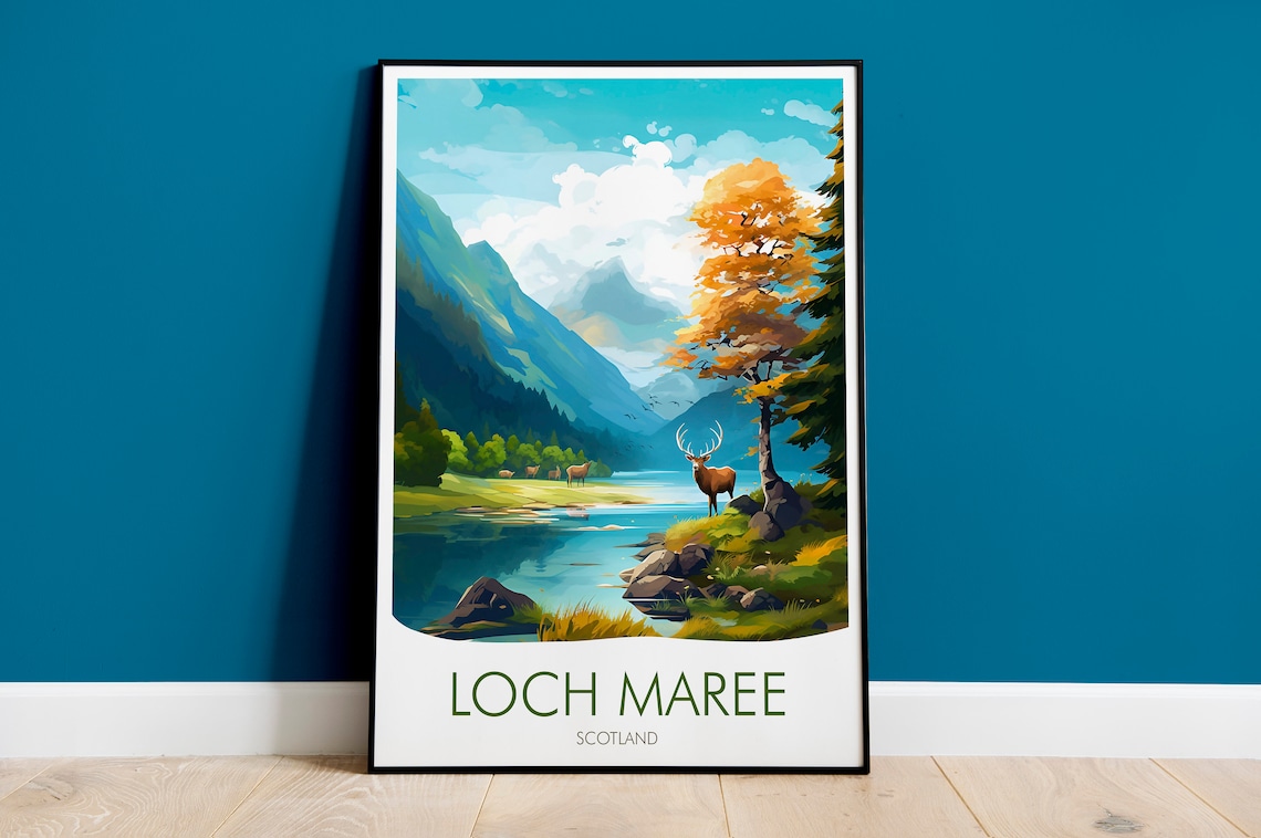 Loch Maree Travel Poster, Lake Landscape Art Print