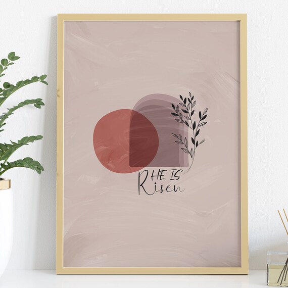 He Is Risen Minimalist Easter Christian Faith Art Poster For Boho Home Decor