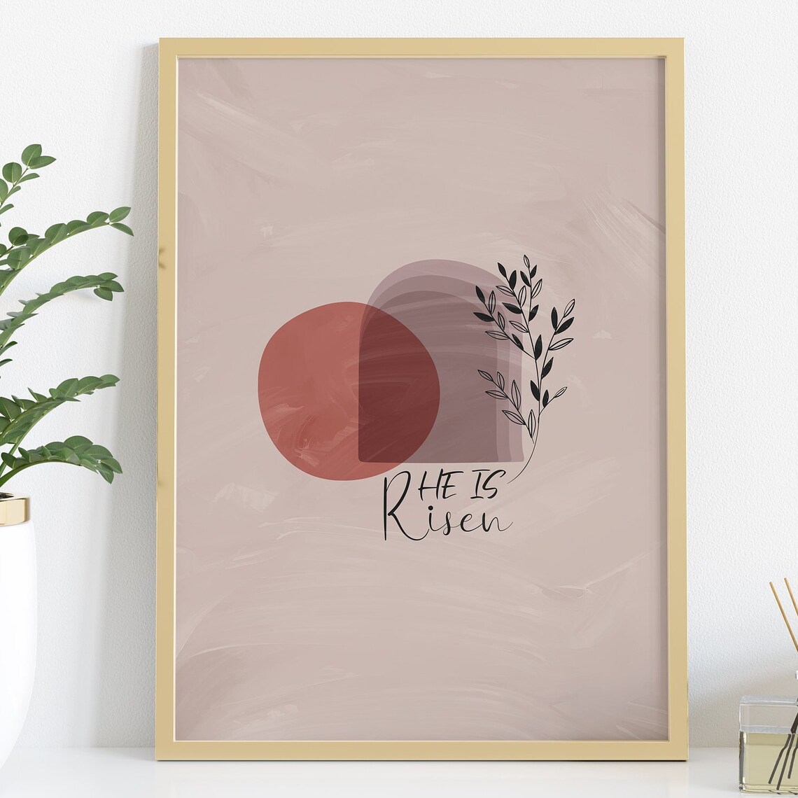 He Is Risen Minimalist Easter Christian Faith Art Poster For Boho Home Decor
