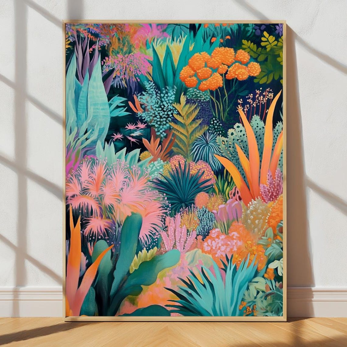 Vibrant Botanical Jungle Maximalist Tropical Plant Art Poster
