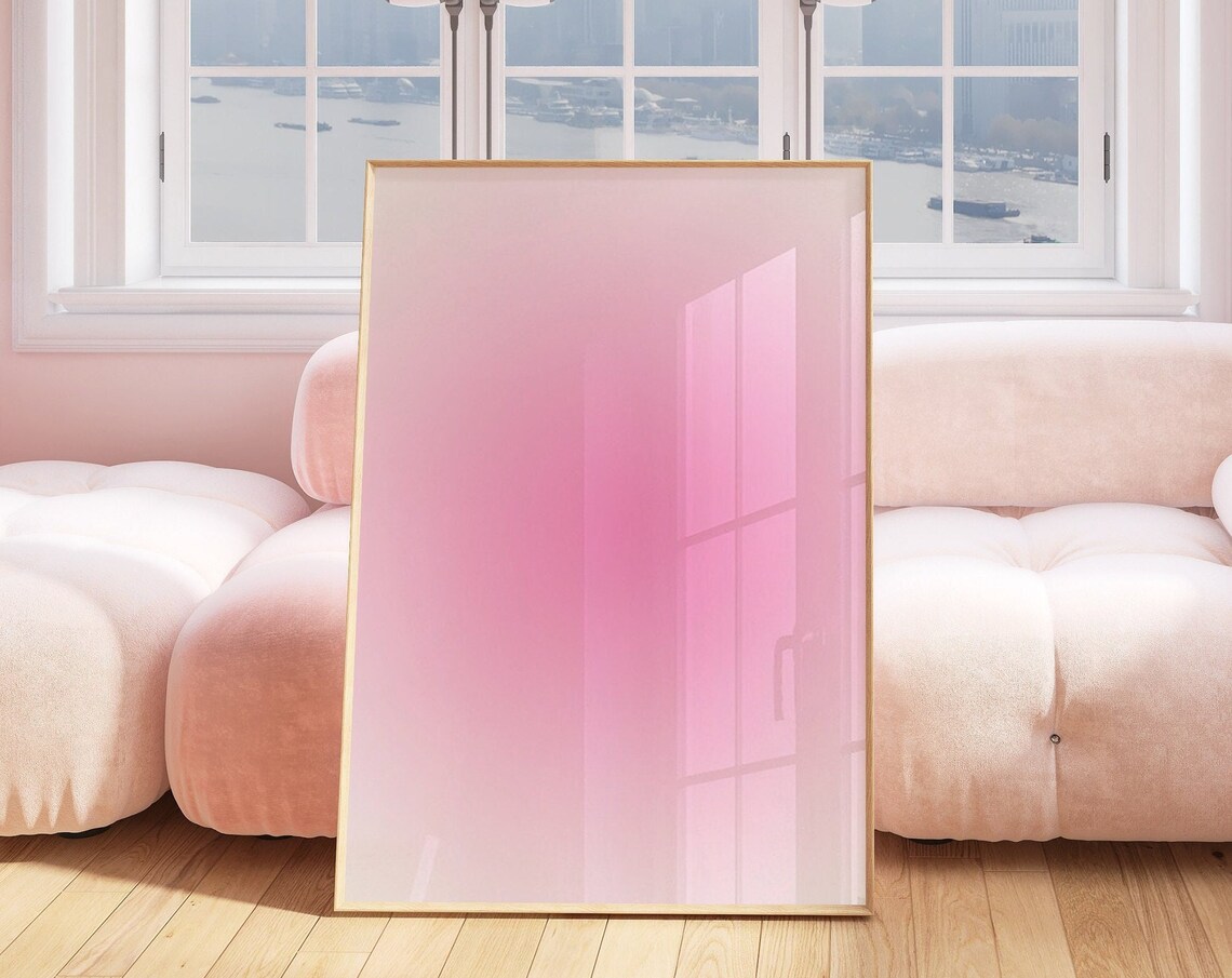 Pink Fade Aura Art Print, Trendy Modern Gallery