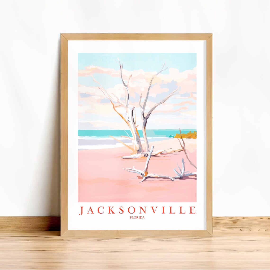 Jacksonville Florida Driftwood Beach Boneyard Coast Travel Poster